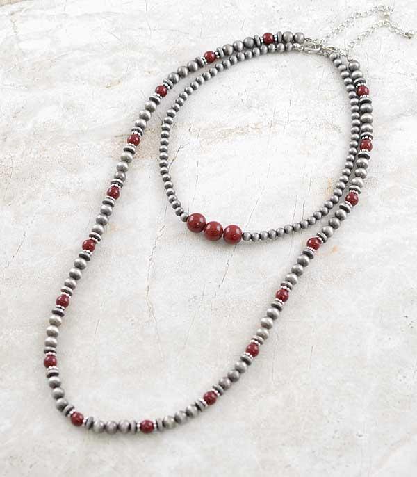 NECKLACES :: WESTERN LONG NECKLACES :: Wholesale 2PC Set Navajo Pearl Necklace 