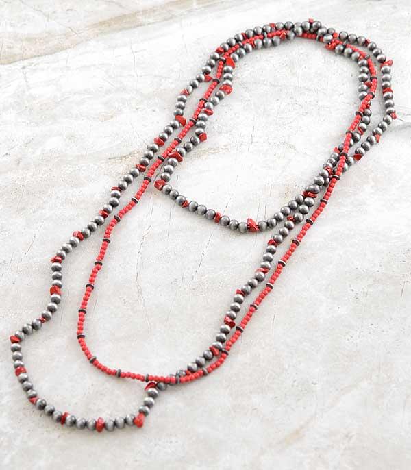 NECKLACES :: WESTERN LONG NECKLACES :: Wholesale 2PC Set Navajo Pearl Necklace 