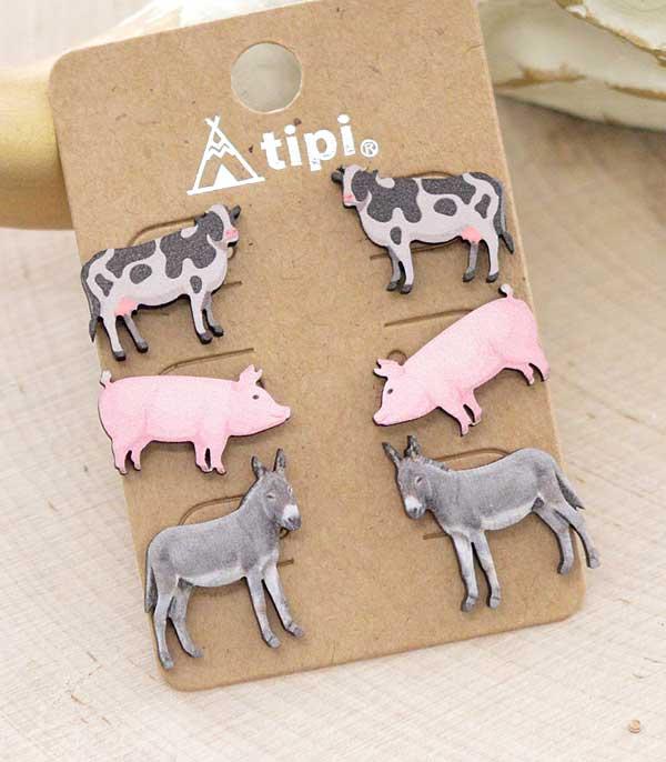 EARRINGS :: POST EARRINGS :: Wholesale Tipi Brand Farm Animal Earrings