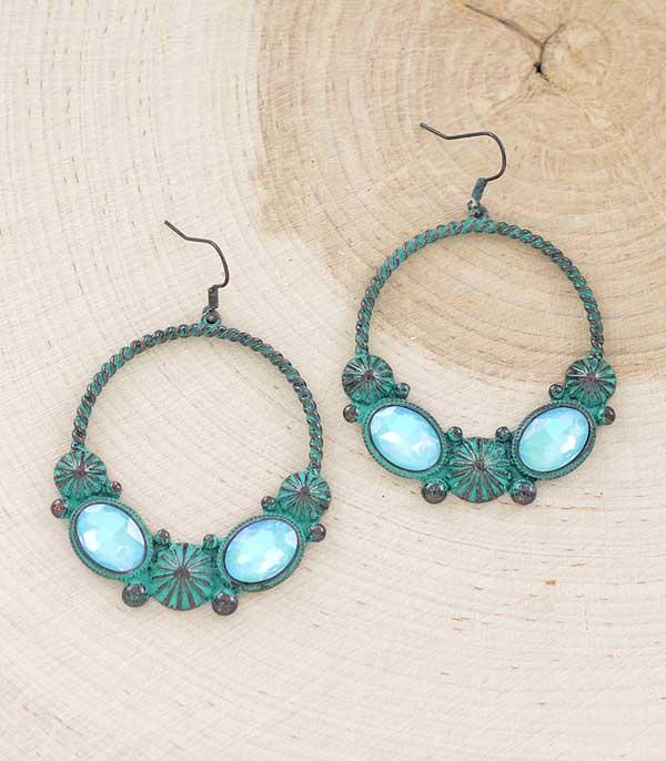 New Arrival :: Wholesale Western Concho Glass Stone Earrings