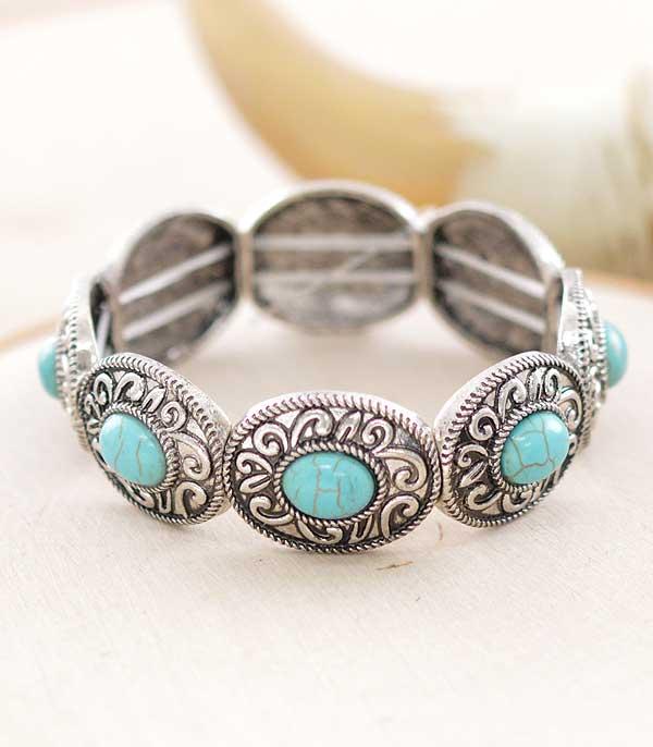 BRACELETS :: STRETCH :: Wholesale Tipi Brand Turquoise Concho Bracelet