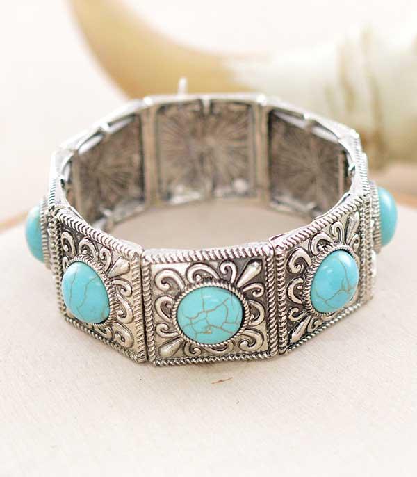 BRACELETS :: STRETCH :: Wholesale Tipi Brand Turquoise Concho Bracelet