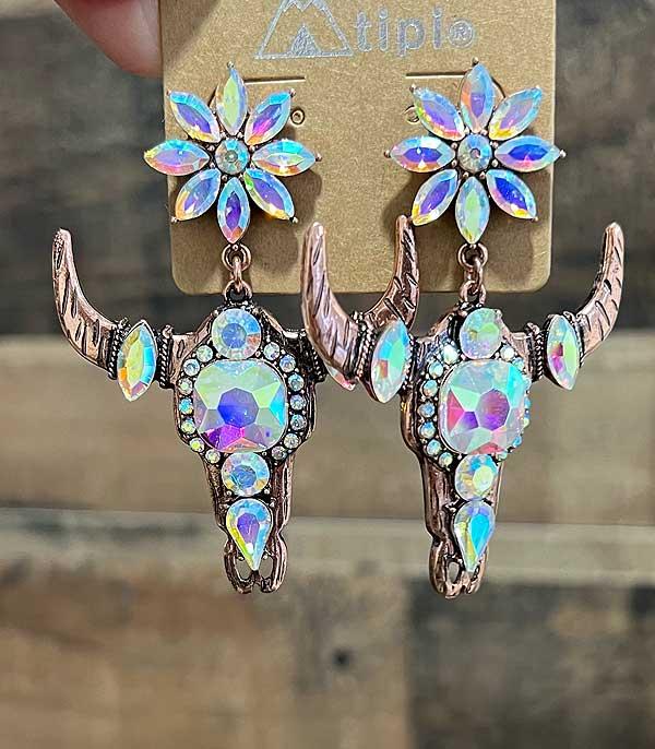 WHAT'S NEW :: Wholesale Western Bling Steer Skull Earrings