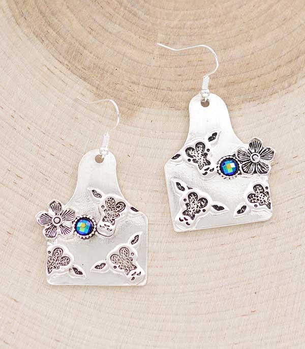 New Arrival :: Wholesale Flower Cattle Tag Earrings
