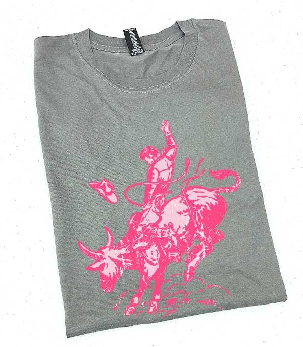 GRAPHIC TEES :: GRAPHIC TEES :: Wholesale Western Pink Cowboy Bronco Tshirt