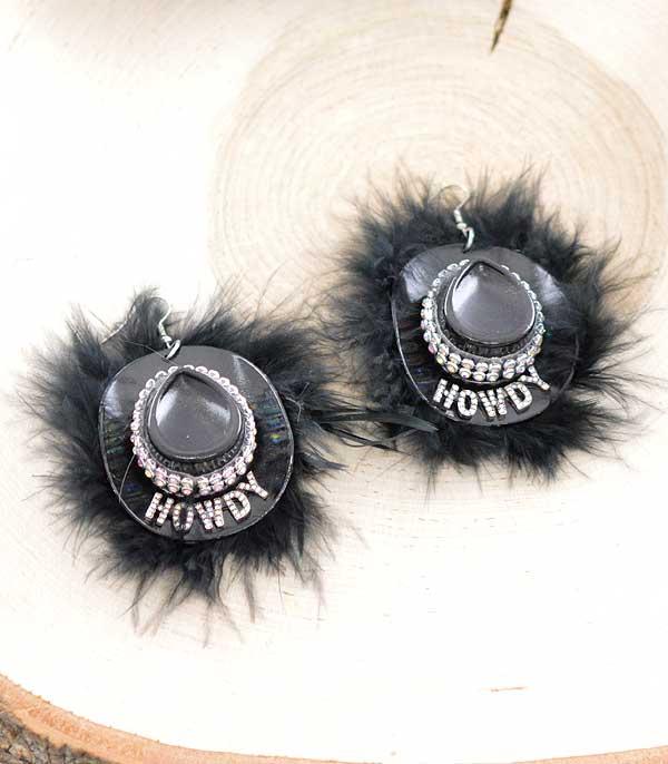 EARRINGS :: WESTERN HOOK EARRINGS :: Wholesale Tipi Brand Howdy Cowgirl Hat Earrings