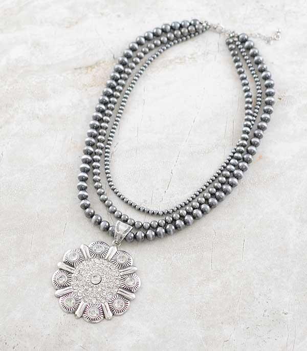 New Arrival :: Wholesale Rhinestone Concho Navajo Pearl Necklace