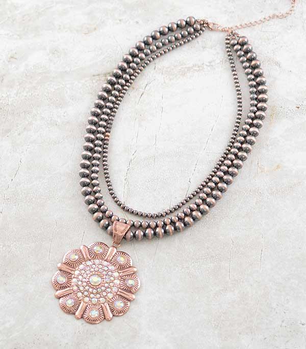 NECKLACES :: WESTERN TREND :: Wholesale Rhinestone Concho Navajo Pearl Necklace