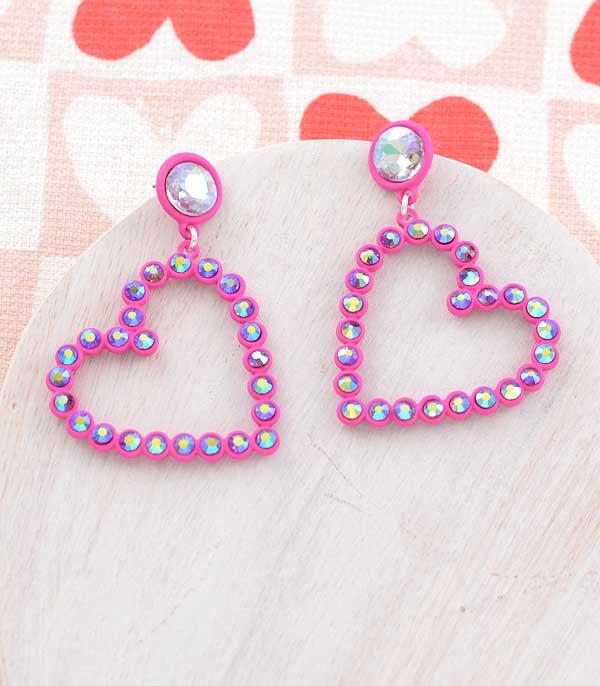 EARRINGS :: TRENDY EARRINGS :: Wholesale Rhinestone Heart Earrings