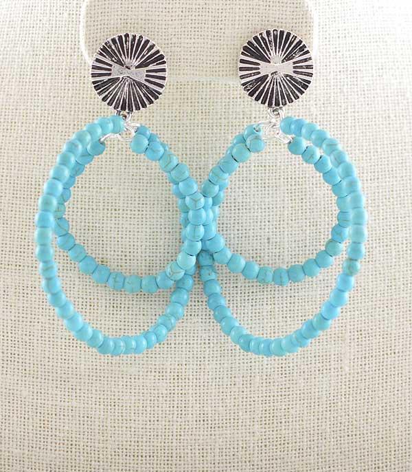 EARRINGS :: WESTERN POST EARRINGS :: Wholesale Western Turquoise Bead Earrings