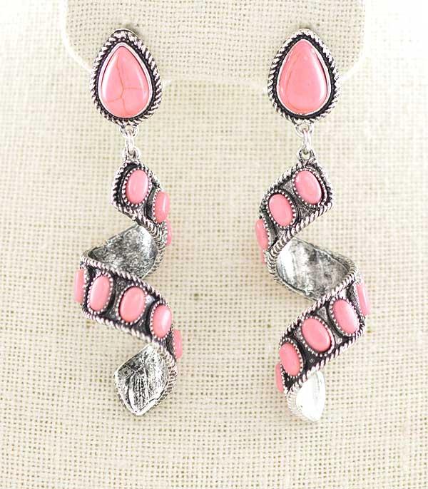 <font color=#FF6EC7>PINK COWGIRL</font> :: Wholesale Western Pink Stone Earrings