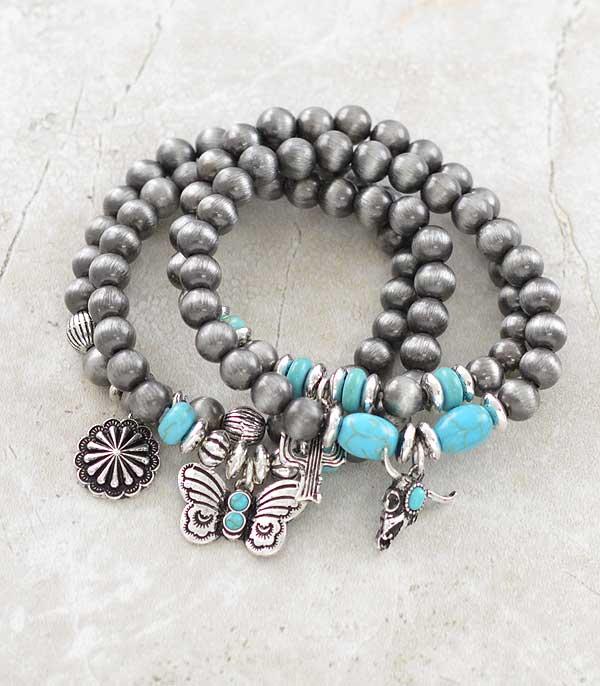 BRACELETS :: STRETCH-BEAD :: Wholesale Western Navajo Pearl Bracelet Set