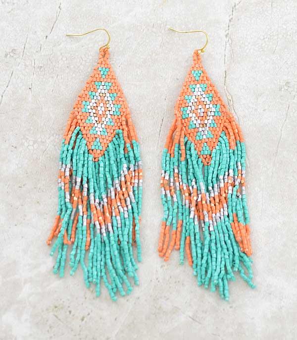 New Arrival :: Wholesale Aztec Seed Bead Tassel Earrings