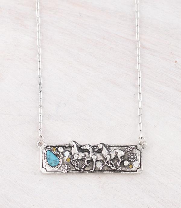 New Arrival :: Wholesale Western Horse Bar Necklace