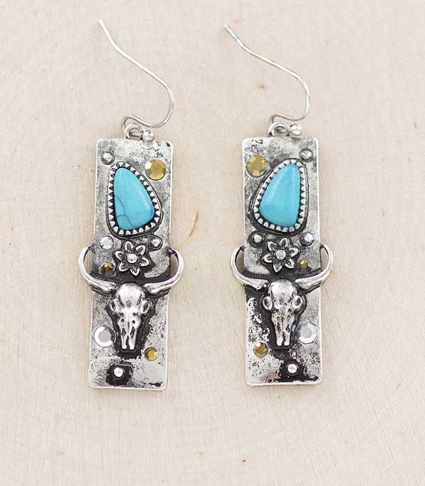 New Arrival :: Wholesale Western Steer Skull Earrings