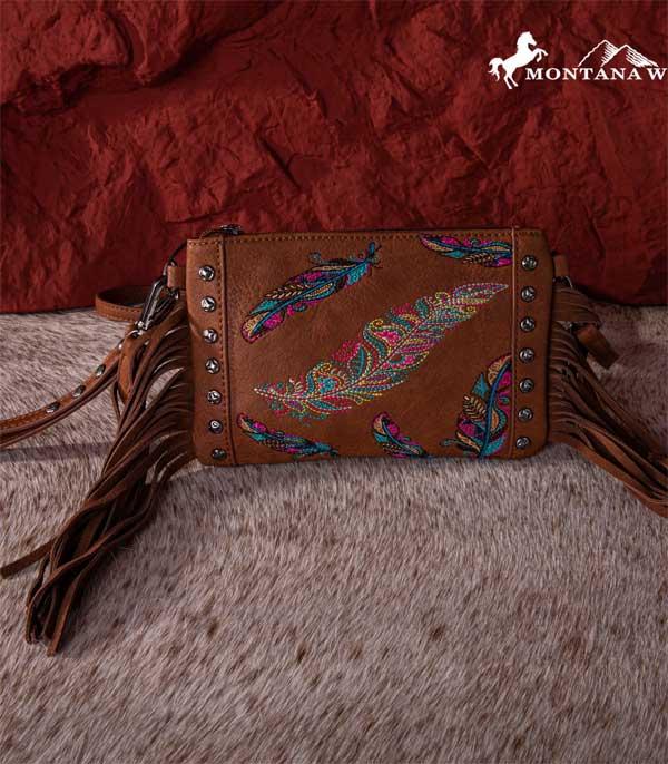 MONTANAWEST BAGS :: CROSSBODY BAGS :: Wholesale Fringed Feather Clutch Crossbody Bag