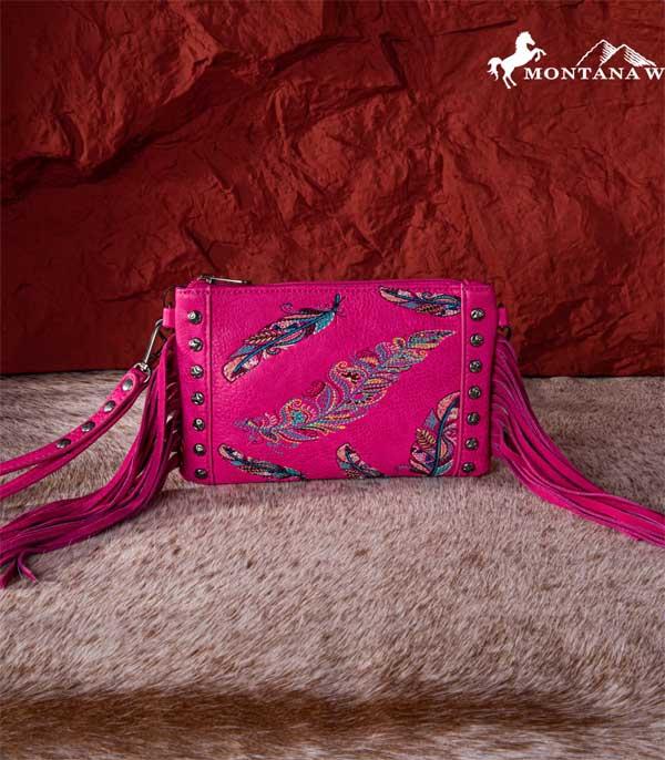 MONTANAWEST BAGS :: CROSSBODY BAGS :: Wholesale Fringed Feather Clutch Crossbody Bag