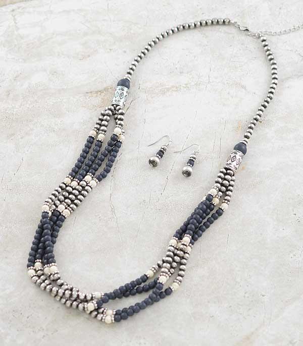 NECKLACES :: WESTERN LONG NECKLACES :: Wholesale Aztec Navajo Stone Bead Necklace Set