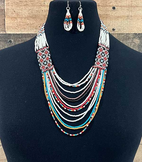 WHAT'S NEW :: Wholesale Western Beaded Layered Necklace Set