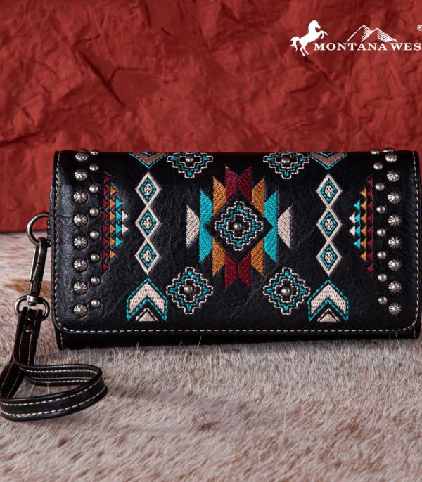 MONTANAWEST BAGS :: MENS WALLETS I SMALL ACCESSORIES :: Wholesale Montana West Aztec Embroidered Wallet