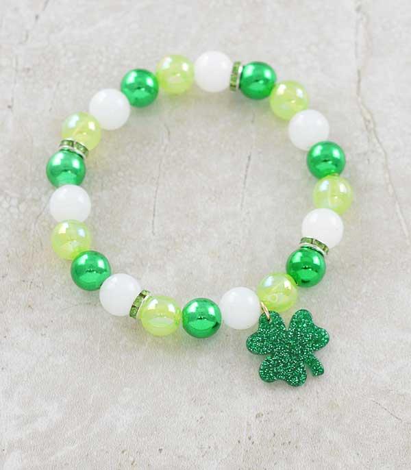 BRACELETS :: STRETCH-BEAD :: Wholesale St Patricks Day Bead Bracelet