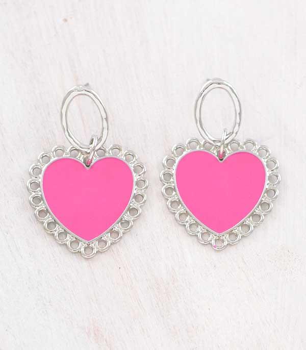 New Arrival :: Wholesale Pink Heart Dangle Earrings