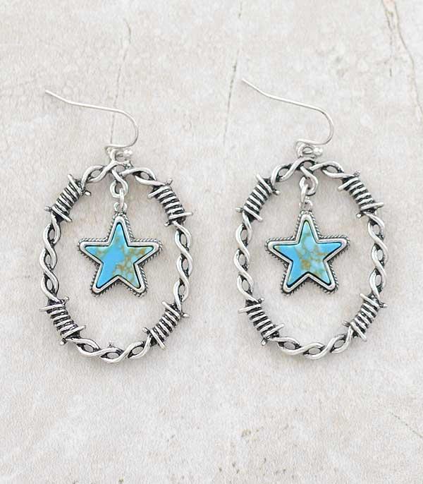 New Arrival :: Wholesale Western Barb Wire Star Earrings