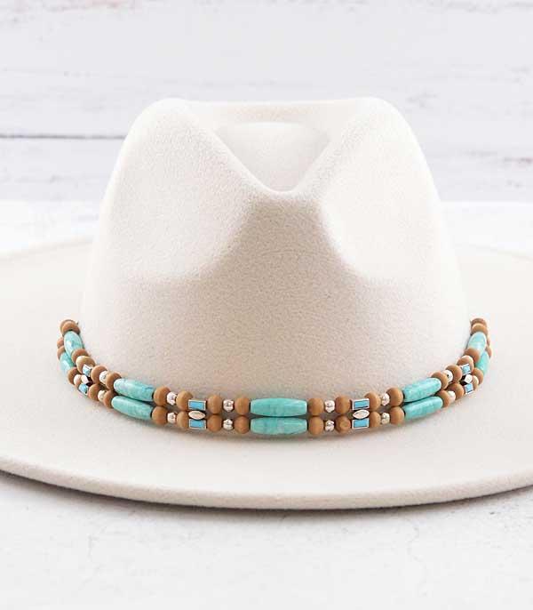 HATS I HAIR ACC :: HAIR ACC I HEADBAND :: Wholesale Turquoise Wooden Bead Hat Band