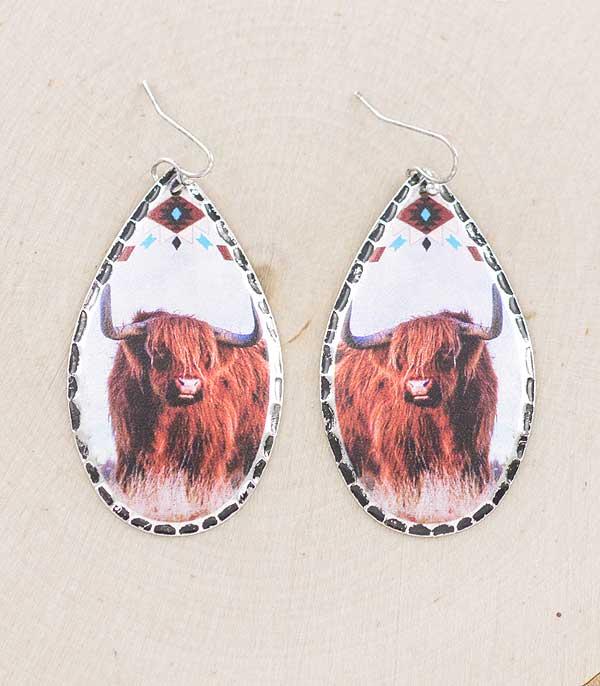 EARRINGS :: WESTERN HOOK EARRINGS :: Wholesale Western Highland Cow Earrings
