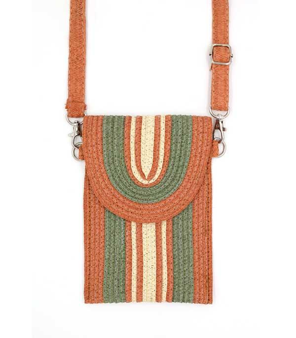HANDBAGS :: CROSSBODY I CLUTCH BAGS :: Wholesale Straw Cellphone Crossbody Bag