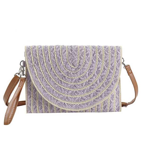 HANDBAGS :: CROSSBODY I CLUTCH BAGS :: Wholesale Straw Clutch Crossbody Bag