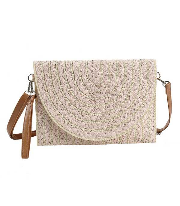 HANDBAGS :: CROSSBODY I CLUTCH BAGS :: Wholesale Straw Clutch Crossbody Bag