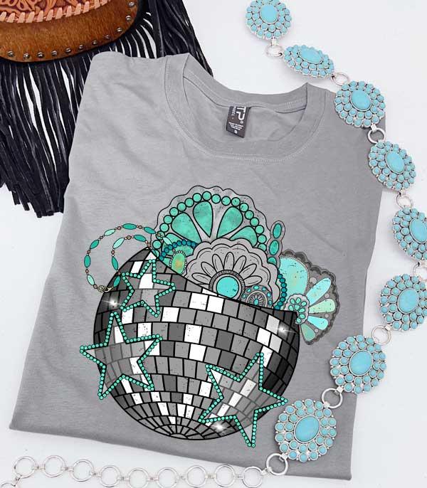 New Arrival :: Wholesale Turquoise Disco Ball Grahic Tshirt