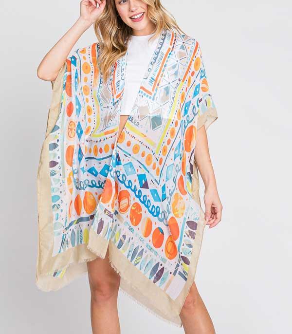 New Arrival :: Wholesale Boho Geometric Print Kimono