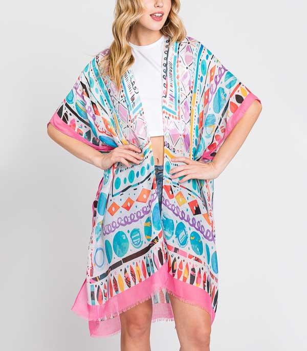 New Arrival :: Wholesale Boho Geometric Print Kimono