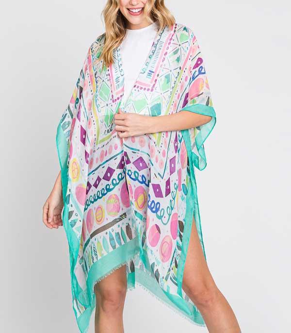 WHAT'S NEW :: Wholesale Boho Geometric Print Kimono