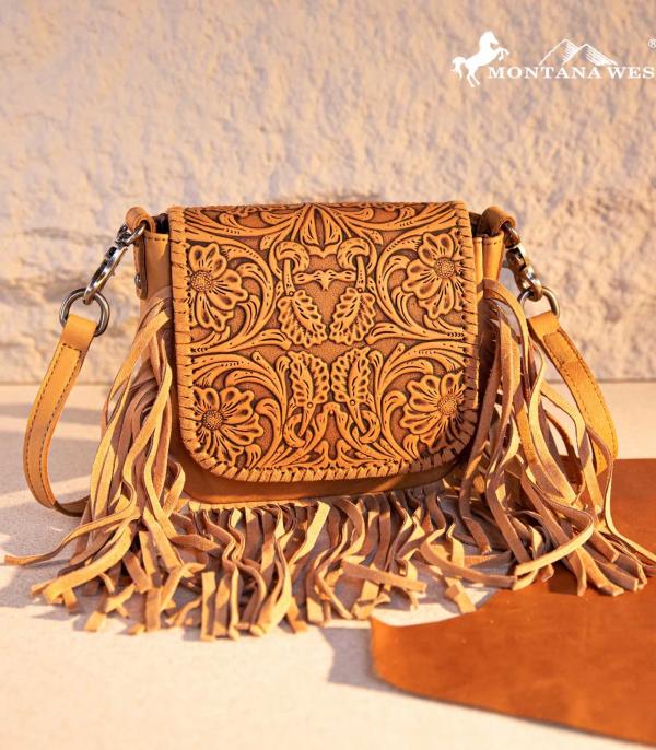 WHAT'S NEW :: Wholesale Genuine Leather Tooled Fringe Crossbody 