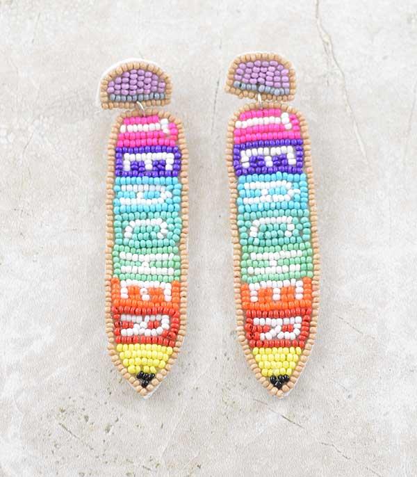 EARRINGS :: TRENDY EARRINGS :: Wholesale Seed Bead Teacher Pencil Earrings