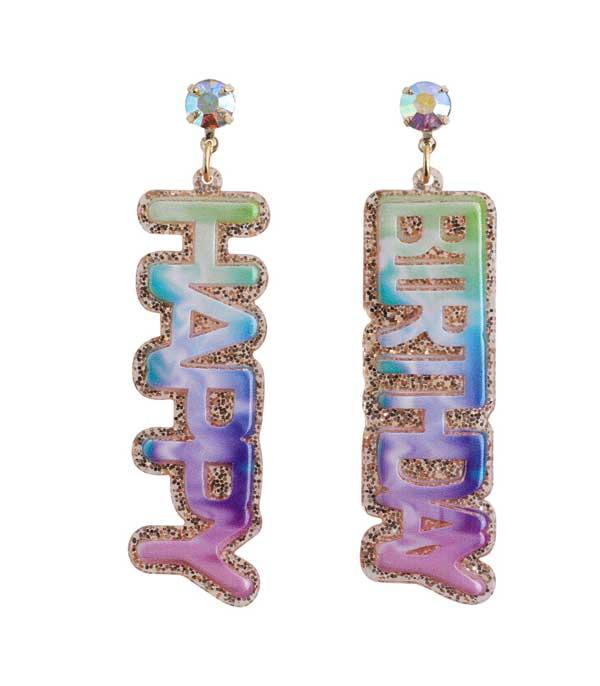 New Arrival :: Wholesale Happy Birthday Letter Earrings