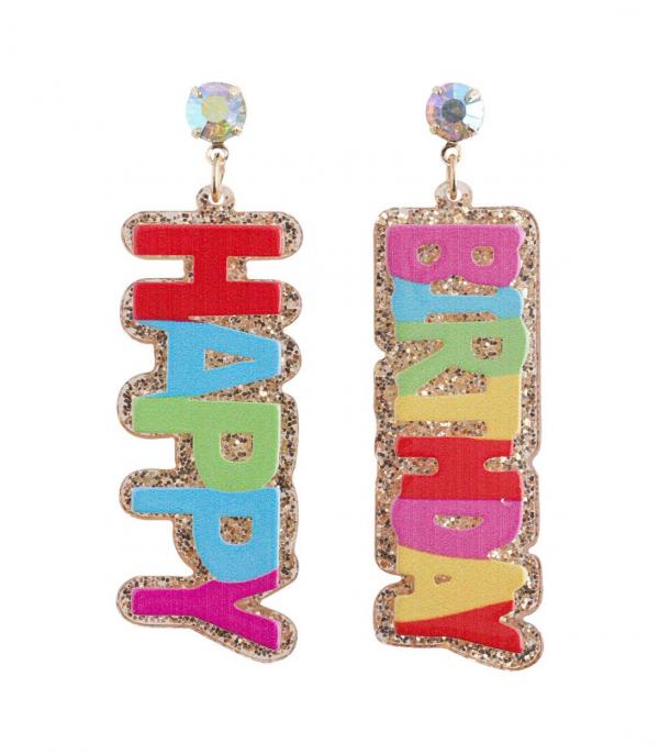 New Arrival :: Wholesale Happy Birthday Letter Earrings