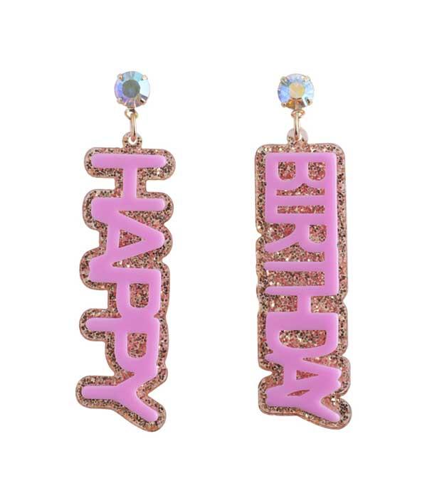 New Arrival :: Wholesale Happy Birthday Letter Earrings