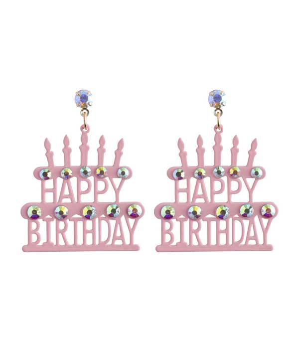New Arrival :: Wholesale Happy Birthday Cake Earrings
