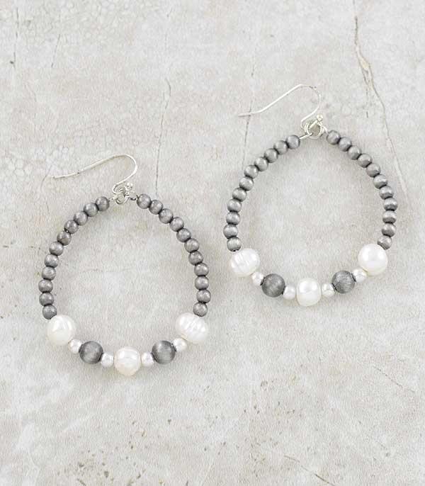 EARRINGS :: WESTERN HOOK EARRINGS :: Wholesale Freshwater Pearl Navajo Hoop Earrings