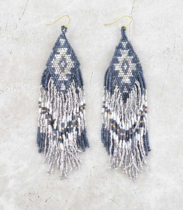 New Arrival :: Wholesale Seed Bead Aztec Tassel Earrings