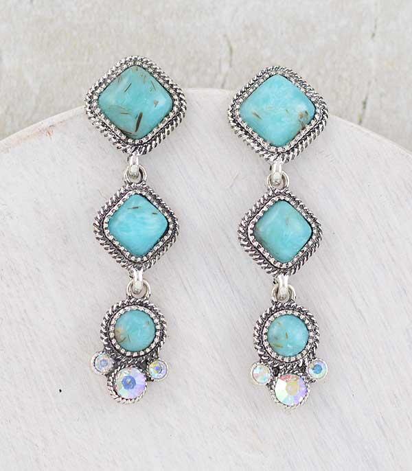 New Arrival :: Wholesale Western Turquoise Drop Earrings