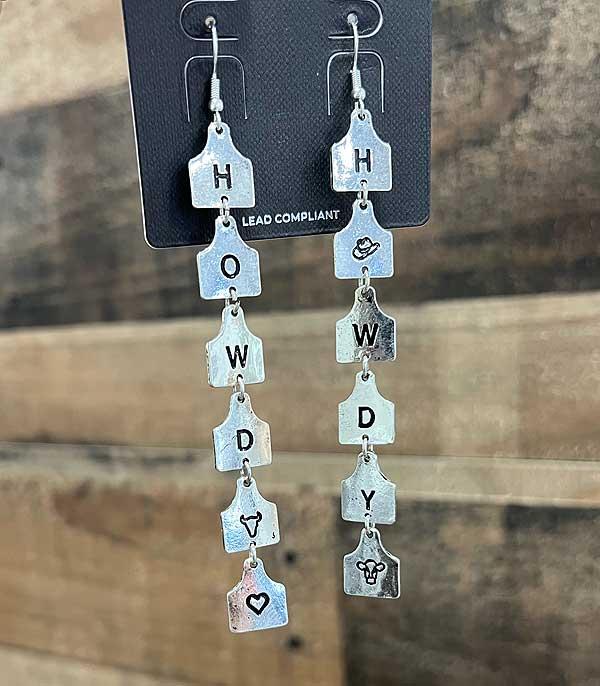 EARRINGS :: WESTERN HOOK EARRINGS :: Wholesale Western Howdy Cattle Tag Earrings