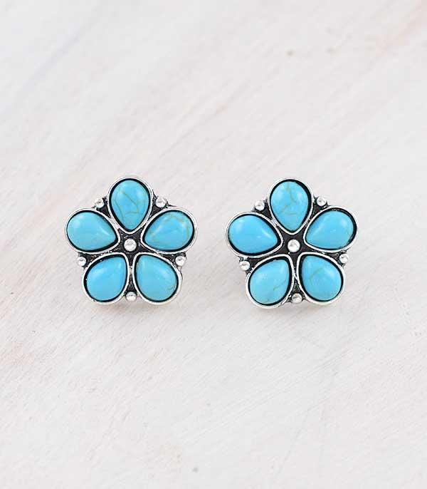 New Arrival :: Wholesale Western Turquoise Flower Earrings