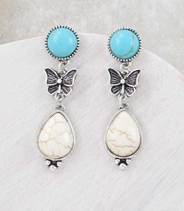 New Arrival :: Wholesale Western Turquoise Butterfly Earrings