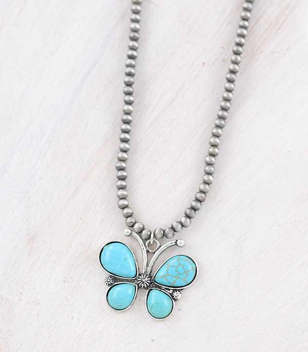 New Arrival :: Wholesale Turquoise Butterfly Navajo Bead Necklace