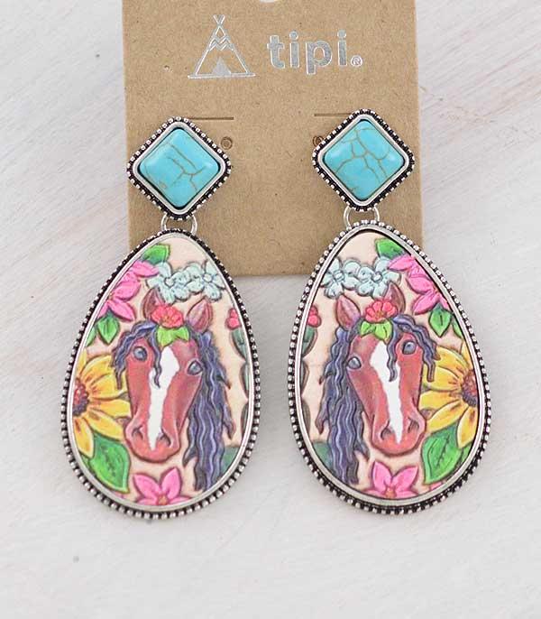 New Arrival :: Wholesale Tipi Brand Flower Horse Earrings